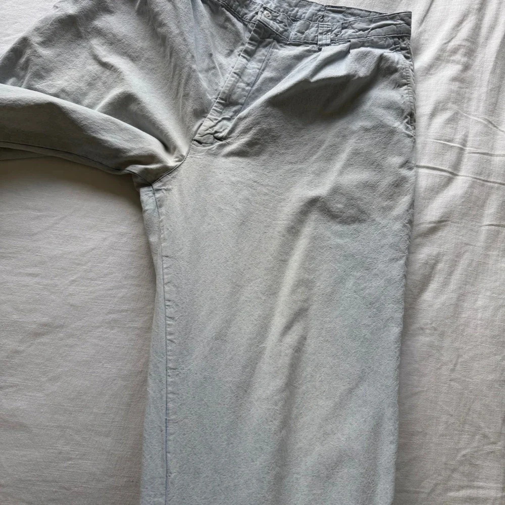 70's Fieldmaster Regular Fit Pleated Trousers Light Blue Chambray Pants 38x32